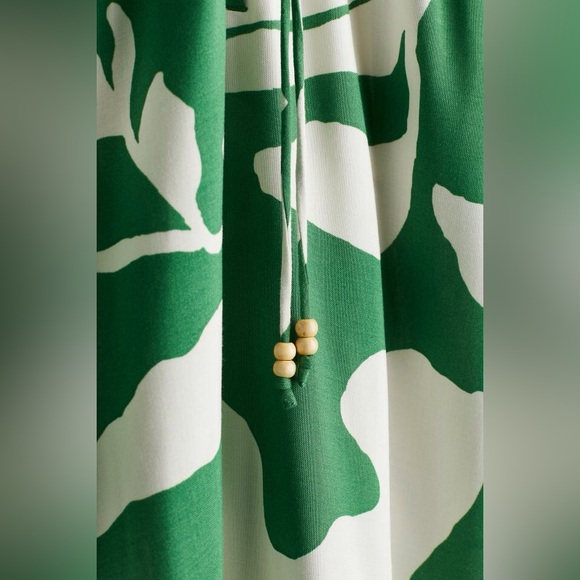 NWT H&M Balloon-sleeve Viscose Maxi Dress Green/White/Floral Sz XS S M L XL XXL - Picture 6 of 6